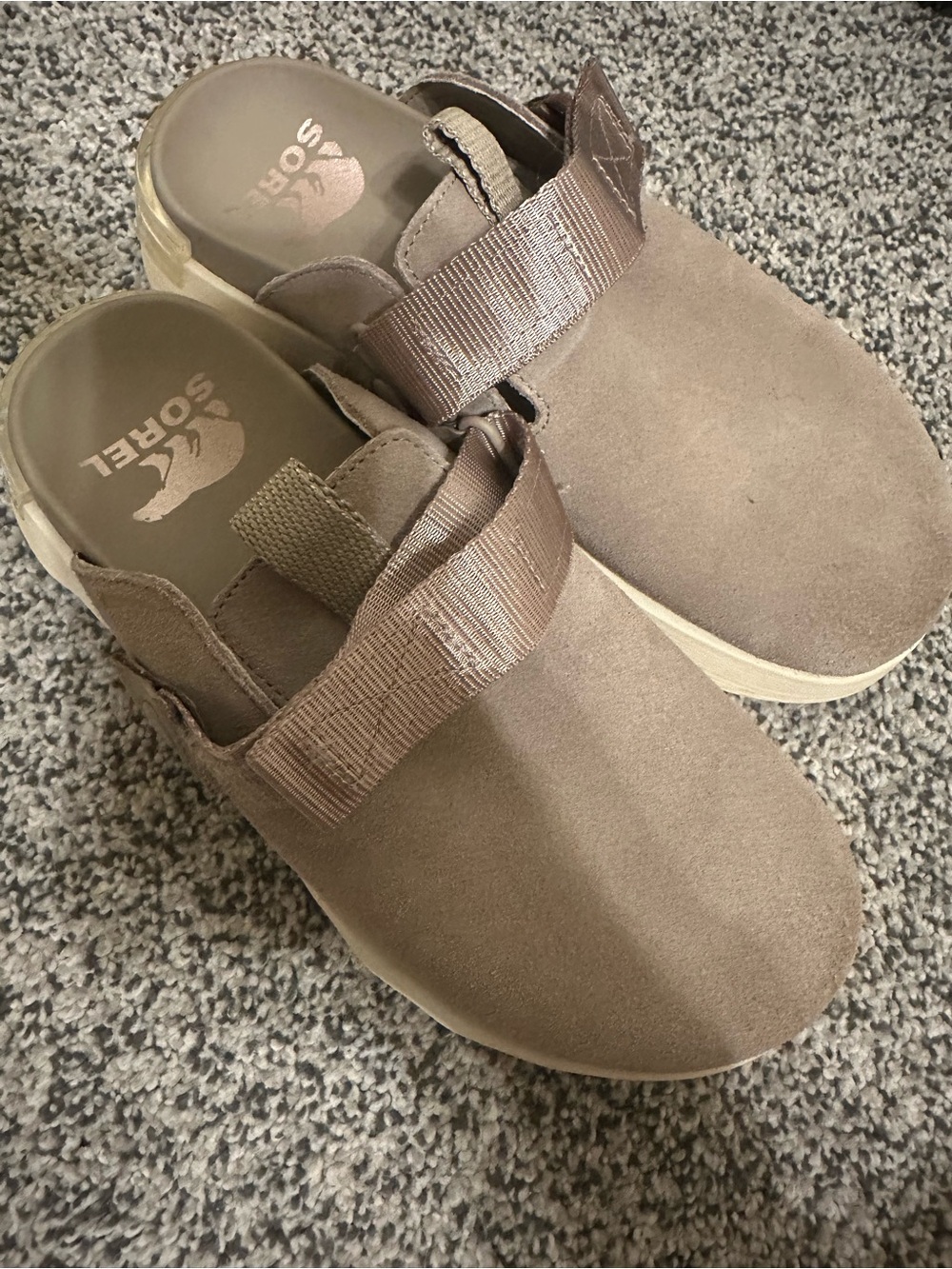 Sorel Women's Taupe Suede Adjustable Strap Clog